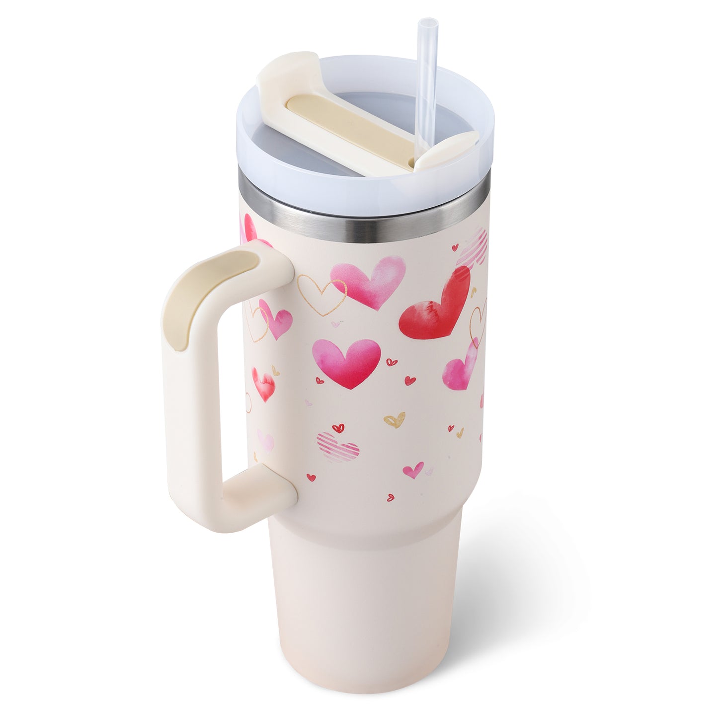 40oz Insulated Tumbler – Handle & Straw, Spill Proof
