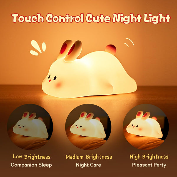 Cute Rabbit Bedside Lamp – Touch LED Light