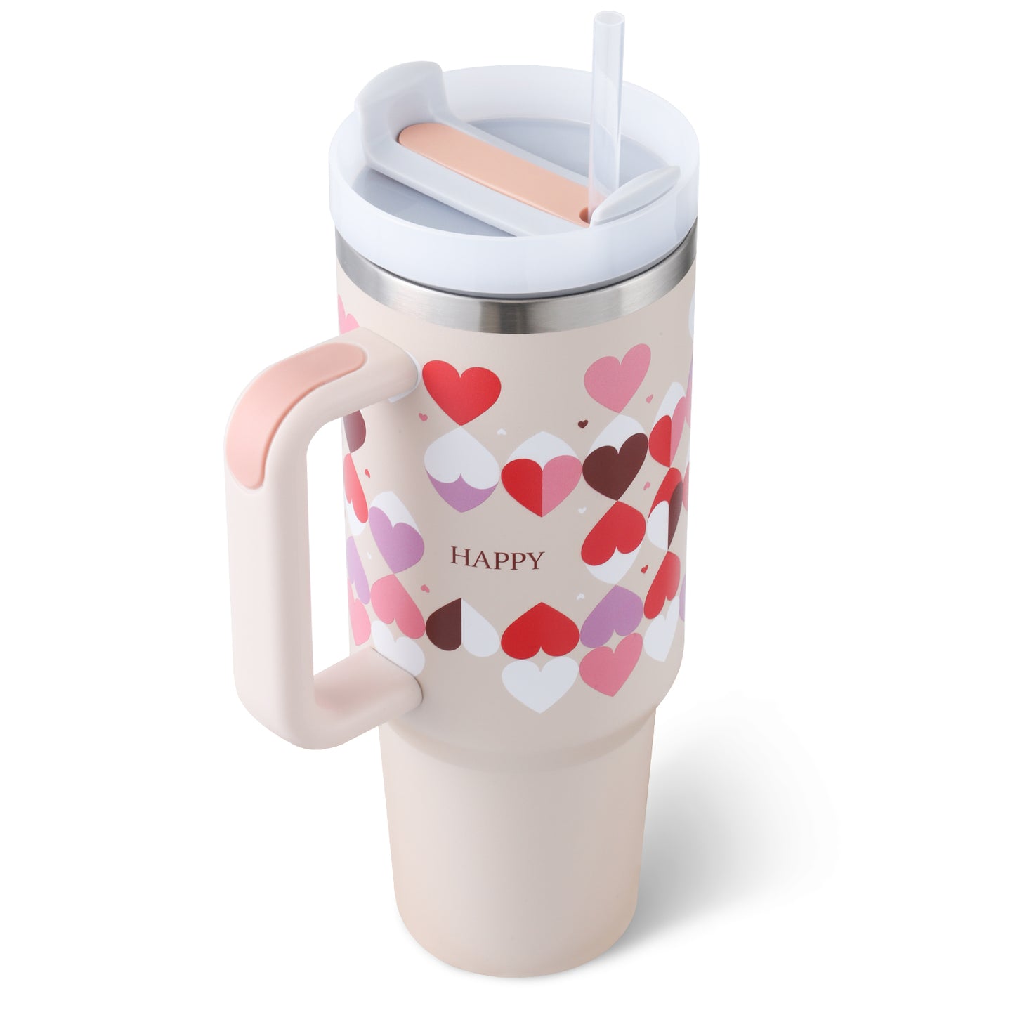40oz Insulated Tumbler – Handle & Straw, Spill Proof