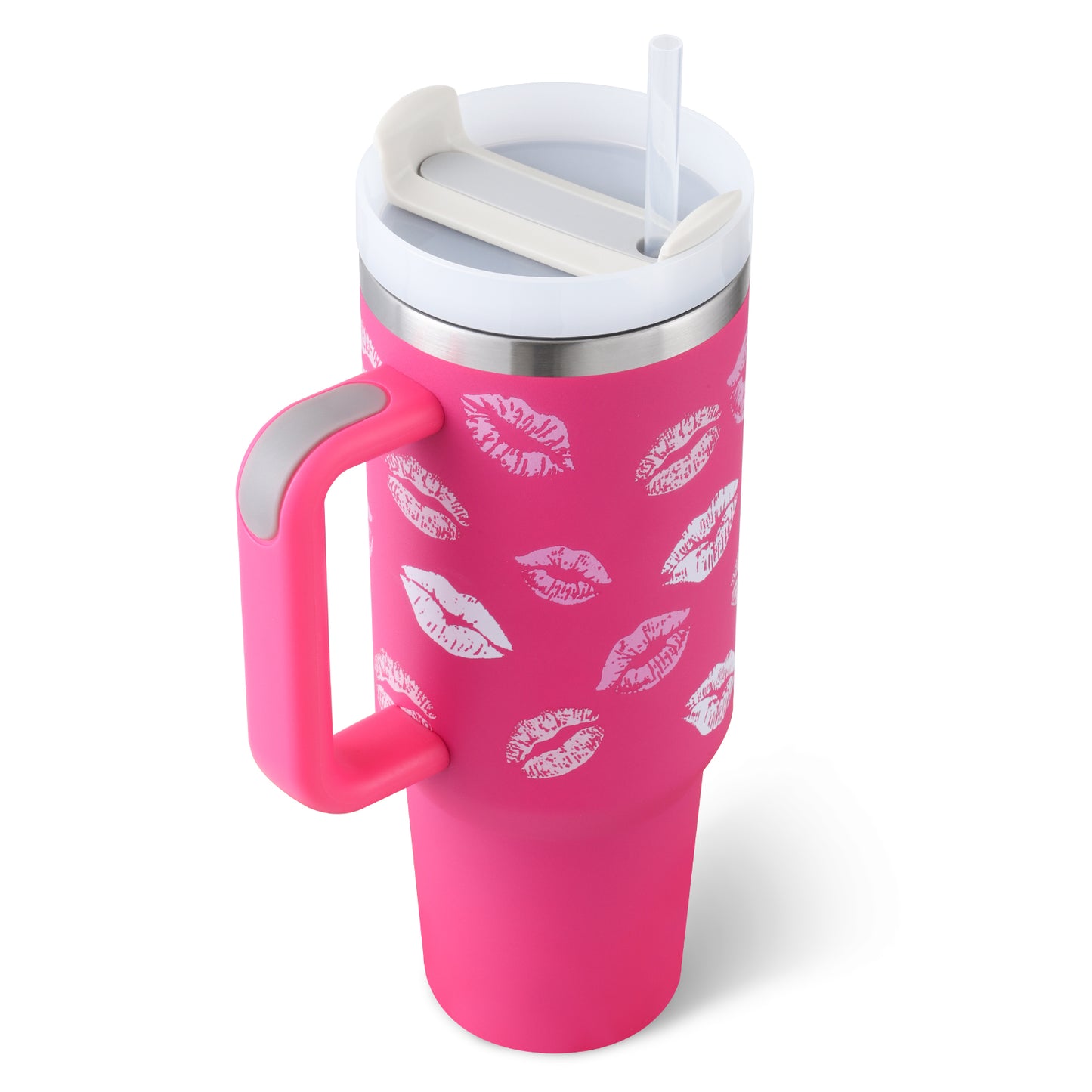 40oz Insulated Tumbler – Handle & Straw, Spill Proof