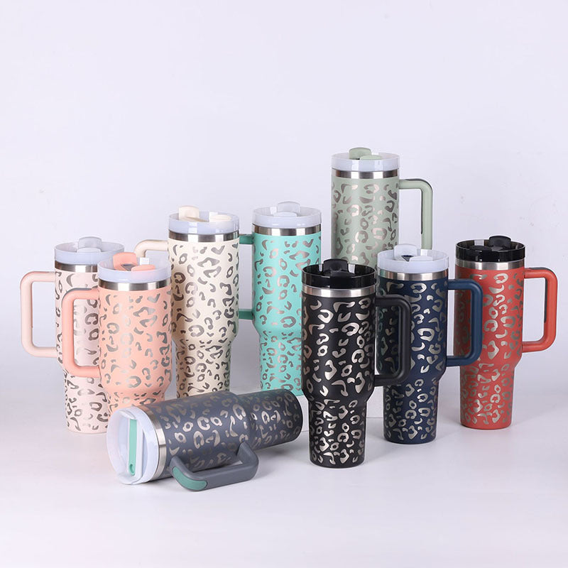 40oz Insulated Tumbler – Handle & Straw, Spill Proof