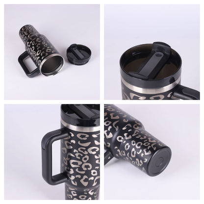 40oz Insulated Tumbler – Handle & Straw, Spill Proof