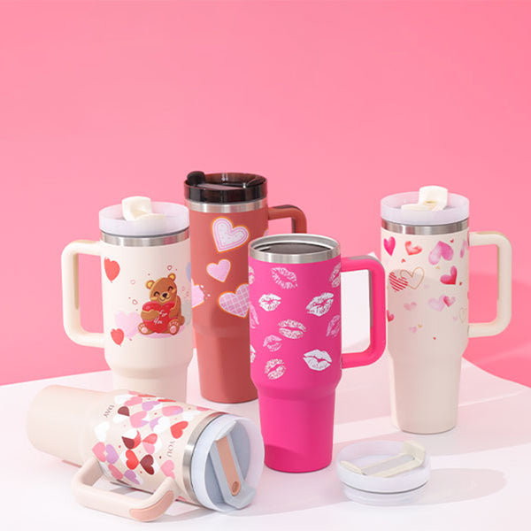 40oz Insulated Tumbler – Handle & Straw, Spill Proof